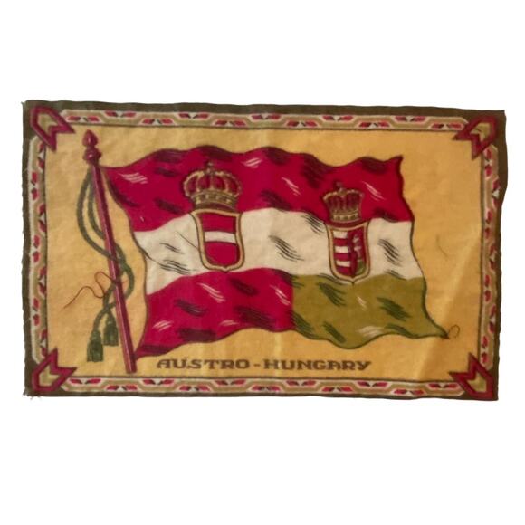 Flag of Austro Hungary Cigar Box Felt Antique Early 1900s Fabric Liner Label - Picture 1 of 6